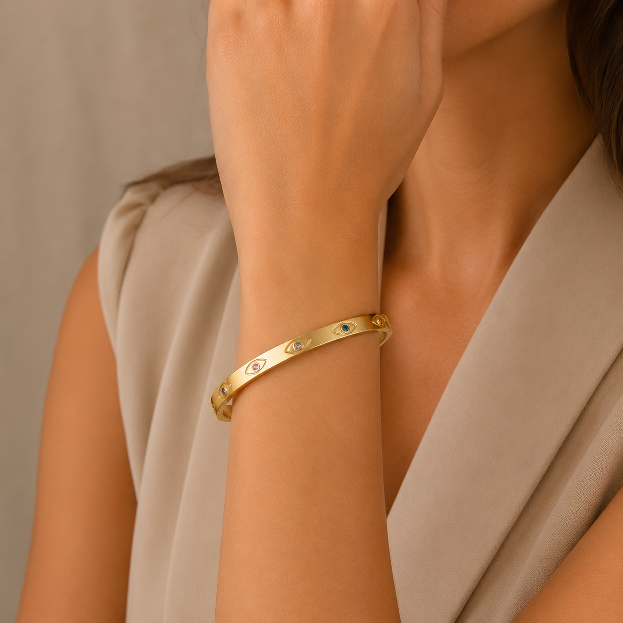 Evil Eye Gold Bangle