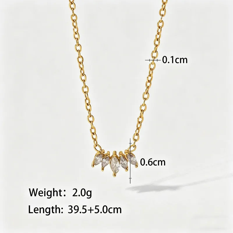 Delicate Marquis Crystal Necklace – Gold Plated Minimalist Necklace