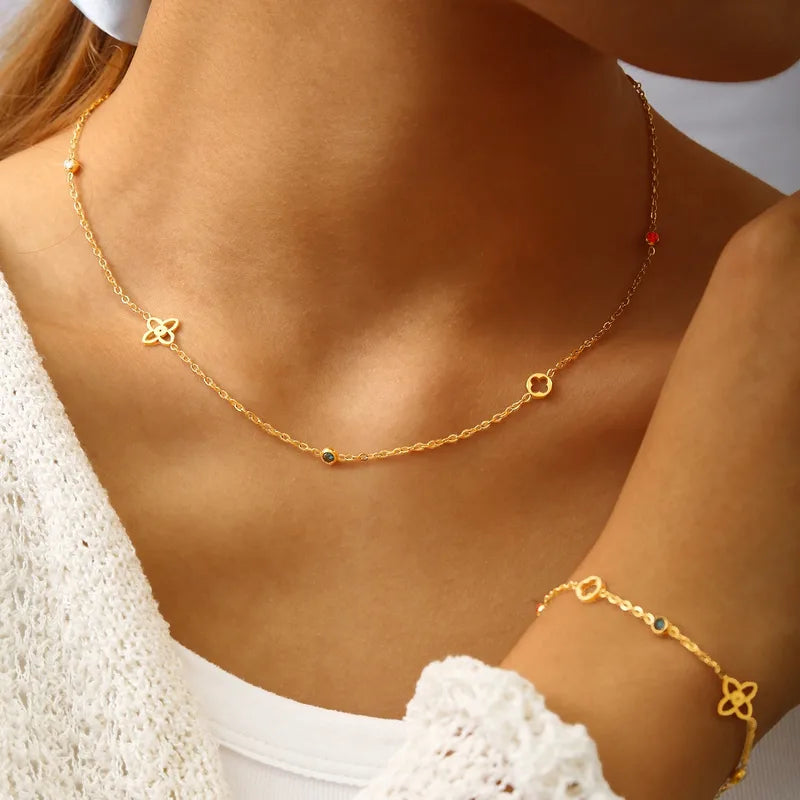 Golden Bloom Zircon Jewellery Set
