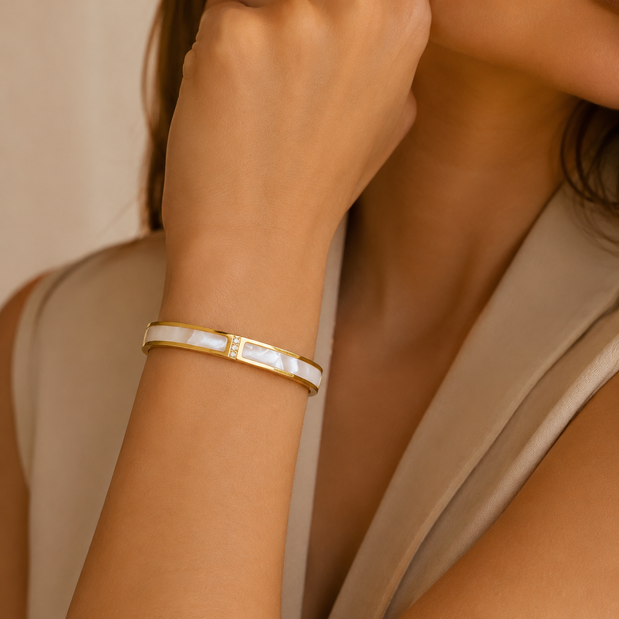 Pearl Gold Bangle
