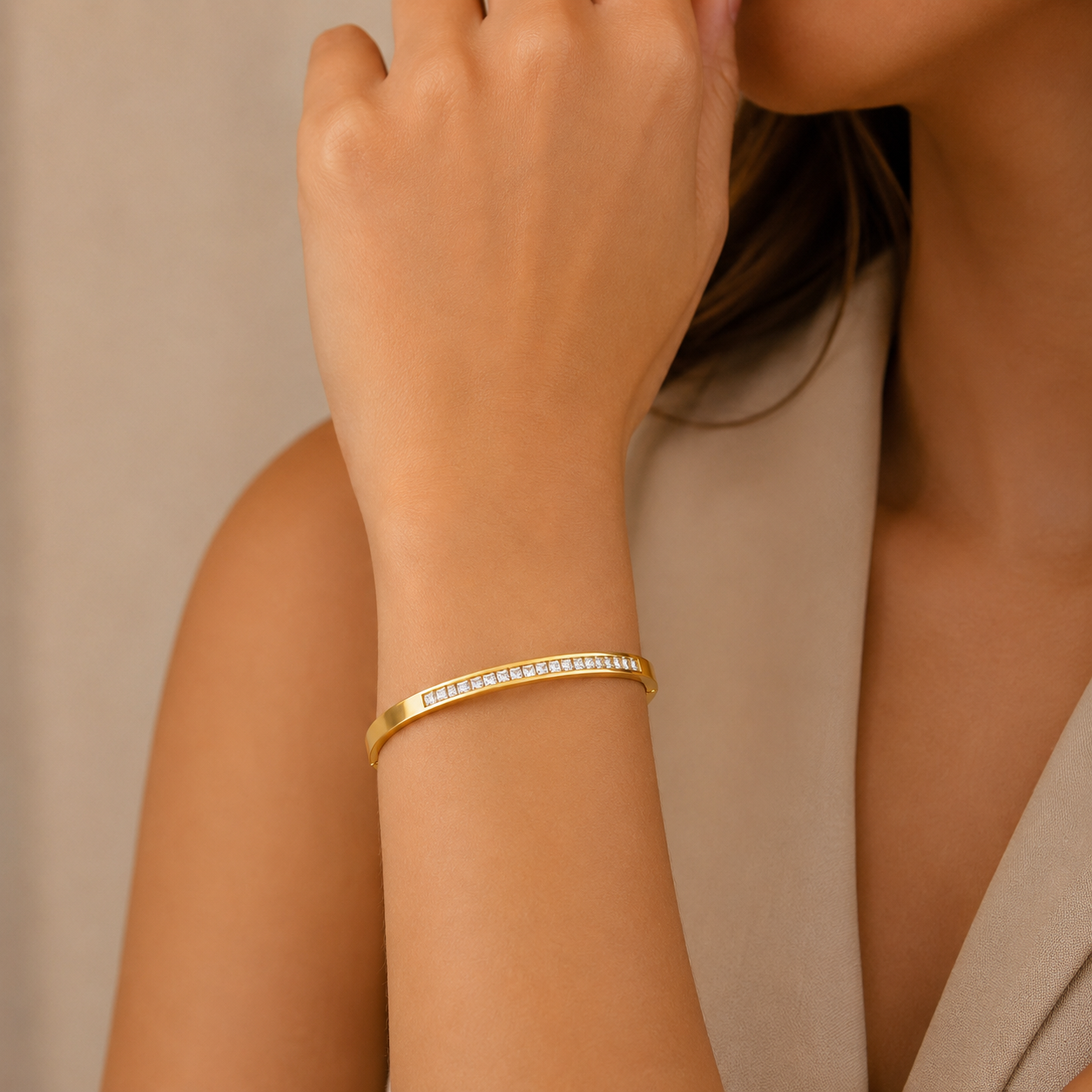 Aurora Crystal Gold Bangle