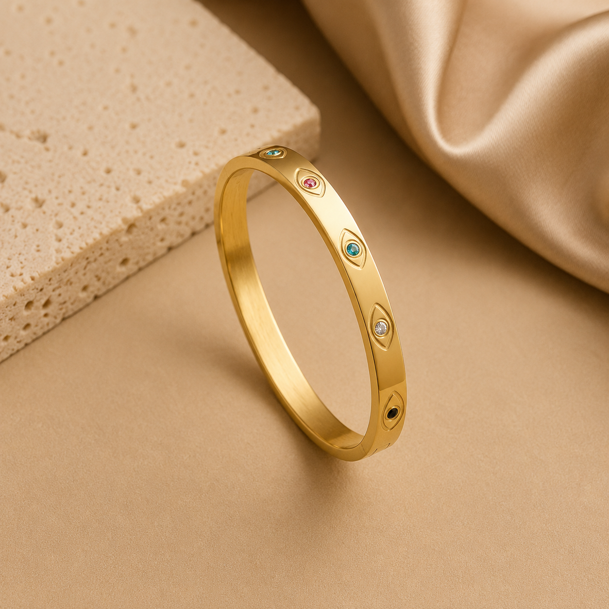 Evil Eye Gold Bangle