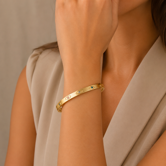 Evil Eye Gold Bangle
