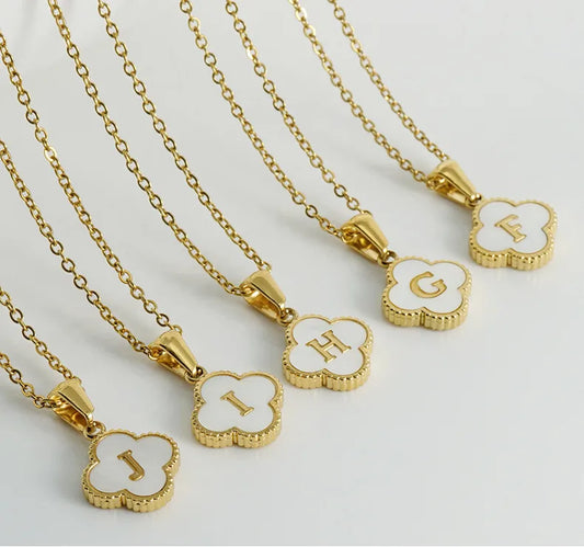 Clover Initial Shell Necklace