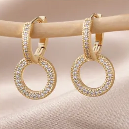 Crystal Circle Drop Earrings