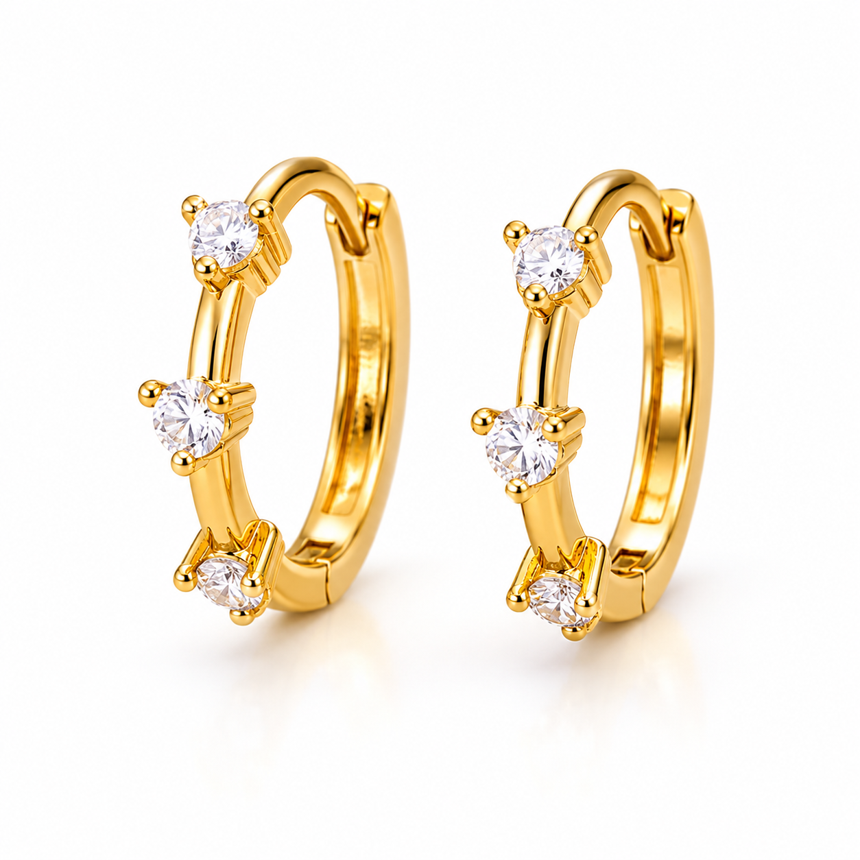 Trio Zircon Hoop Earrings
