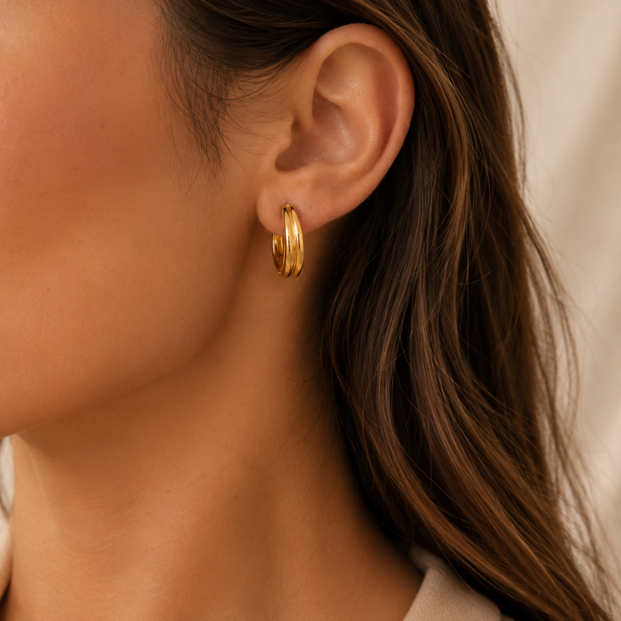 Sculpted Gold Hoop Earrings