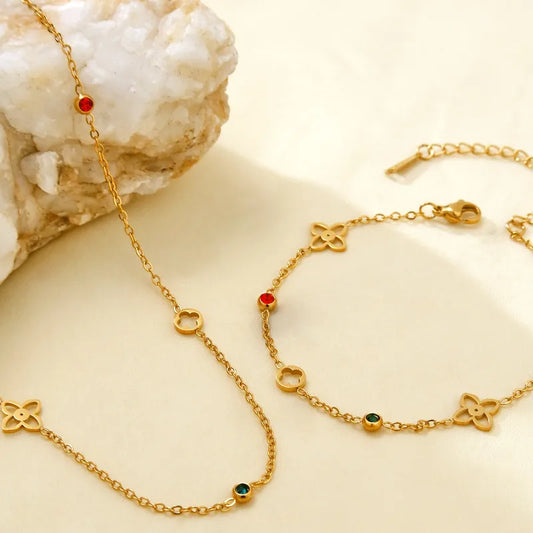 Golden Bloom Zirkon Schmuckset
