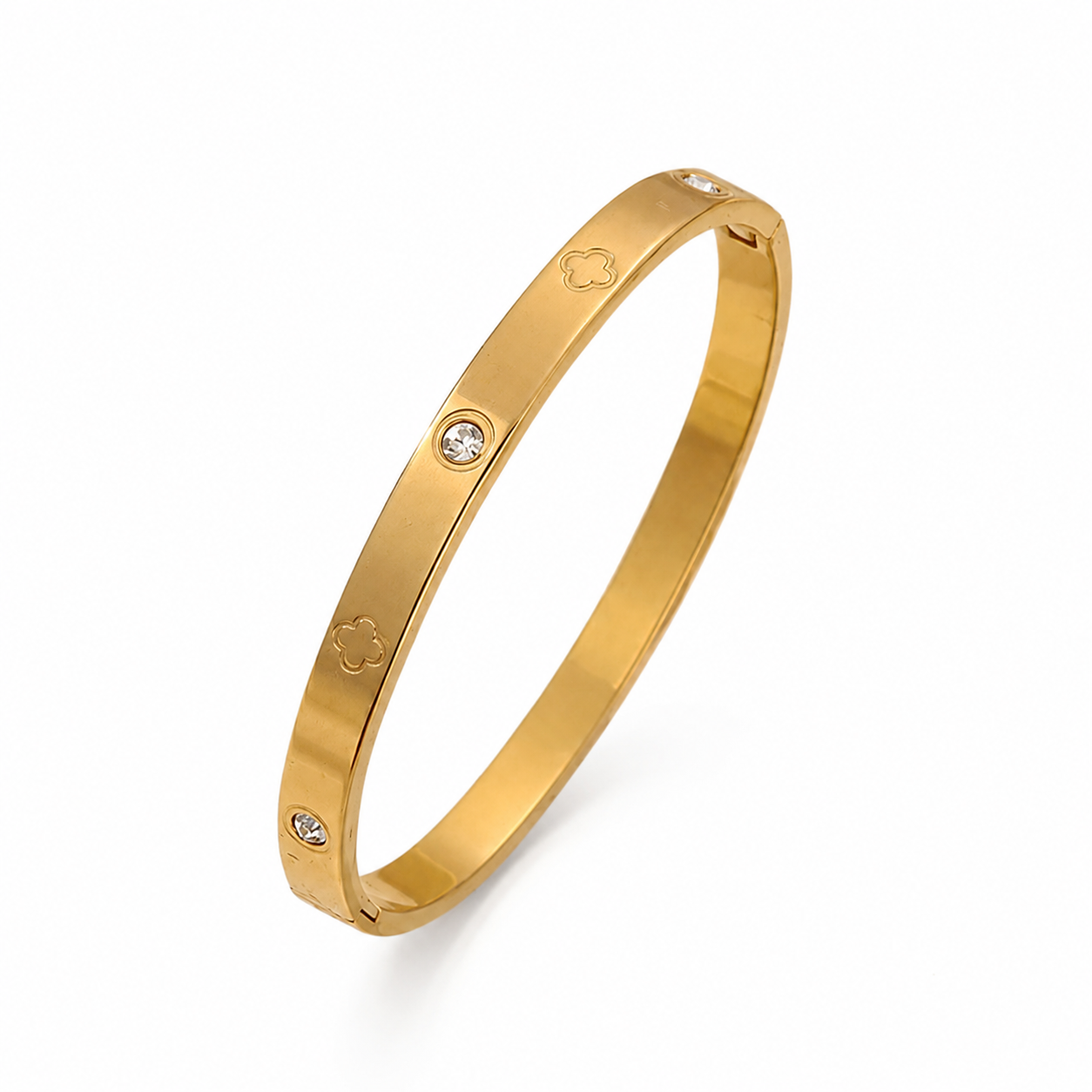 Luna Clover Gold Bangle